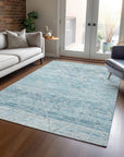 LOOMLAN Rugs Flamara Teal Washable Indoor-Outdoor Rug