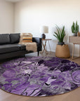 Addison Rugs Floral Purple Washable Indoor-Outdoor Rug with Matching Throw