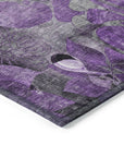 Addison Rugs Floral Purple Washable Indoor-Outdoor Rug with Matching Throw
