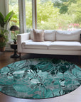 Addison Rugs Floral Teal Washable Indoor-Outdoor Rug