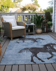 Galas Blue Washable Indoor-Outdoor Rug