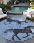 Galas Blue Washable Indoor-Outdoor Rug
