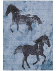 Galas Blue Washable Indoor-Outdoor Rug