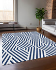Geometric Navy Washable Indoor-Outdoor Rug