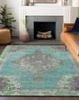 Addison Rugs Haelion Teal Washable Indoor-Outdoor Rug