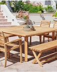 HiTeak Hamilton Square Teak Outdoor Dining Table Umbrella Hole