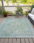 Addison Rugs Irias Teal Washable Indoor-Outdoor Rug