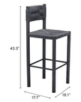 Zuo Modern Iska Aluminum Outdoor Barstool 2PC