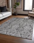 LOOMLAN Rugs Krymera Gray Washable Indoor-Outdoor Rug