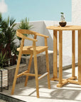 HiTeak La Costa Teak Patio Barrel Back Bar Armchair