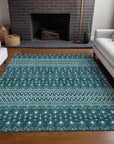 Addison Rugs Lazy Rivers Teal Washable Indoor-Outdoor Rug