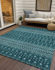 Addison Rugs Lazy Rivers Teal Washable Indoor-Outdoor Rug