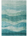 LOOMLAN Rugs Louisa Teal Washable Indoor-Outdoor Rug