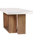 Lucca Teak and Concrete Counter Table - Ivory White Outdoor Accent Table