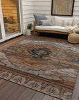 Maeain Orange Washable Indoor-Outdoor Rug