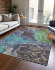 Maeon Blue Washable Indoor-Outdoor Rug