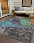 Maeon Blue Washable Indoor-Outdoor Rug