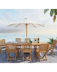 HiTeak Market 118-inch Diameter Teak Outdoor Umbrella White