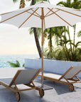 HiTeak Montauk Teak Outdoor Reclining Sunlounger Wheels