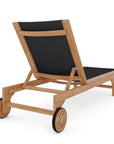 HiTeak Montauk Teak Outdoor Reclining Sunlounger Wheels