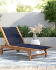 HiTeak Montauk Teak Outdoor Reclining Sunlounger Wheels
