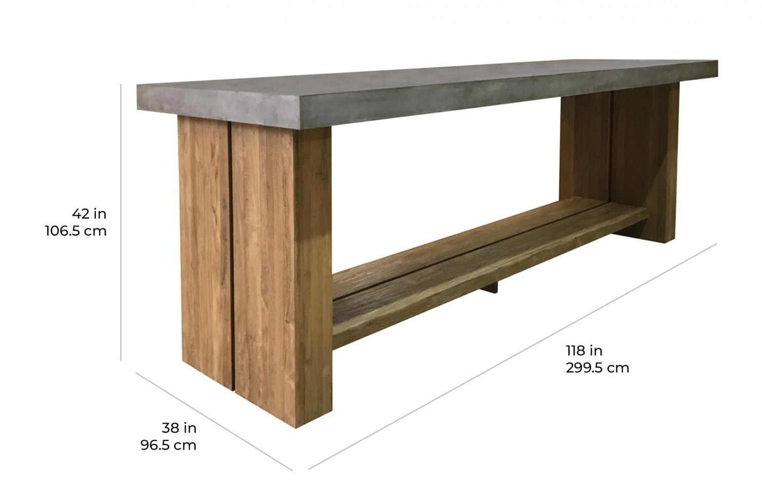 Mykonos Teak and Concrete Bar Table - Ebony White Outdoor Bar Table