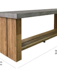 Mykonos Teak and Concrete Bar Table - Ebony White Outdoor Bar Table