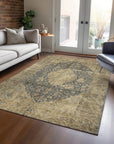 LOOMLAN Rugs Naraxa Gray Washable Indoor-Outdoor Rug
