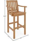 HiTeak Oasis Teak Outdoor Bar Chair Sustainable