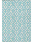 Addison Rugs Offset Stripes Aqua Washable Indoor-Outdoor Rug