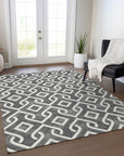Addison Rugs Offset Stripes Black Washable Indoor-Outdoor Rug