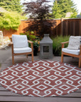 Addison Rugs Offset Stripes Burgundy Washable Indoor-Outdoor Rug