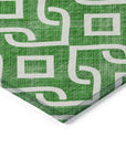 Addison Rugs Offset Stripes Emerald Indoor-Outdoor Rug with Matching Throw