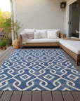 Addison Rugs Offset Stripes Navy Washable Indoor-Outdoor Rug
