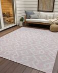 Offset Stripes Pink Washable Indoor-Outdoor Rug