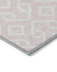 Offset Stripes Pink Washable Indoor-Outdoor Rug