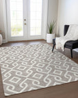 Addison Rugs Offset Stripes Taupe Washable Indoor-Outdoor Rug