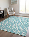 Addison Rugs Offset Stripes Teal Washable Indoor-Outdoor Rug
