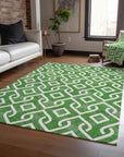 Addison Rugs Offset Stripes Emerald Indoor-Outdoor Rug with Matching Throw