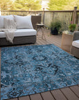 Addison Rugs Oriental Blue Washable Indoor-Outdoor Rug