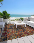 Addison Rugs Oriental Paprika Indoor-Outdoor Rug with Matching Throw