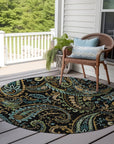 Addison Rugs Paisley Black Washable Indoor-Outdoor Rug