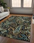 Addison Rugs Paisley Black Washable Indoor-Outdoor Rug