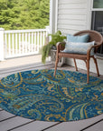 Addison Rugs Paisley Blue Washable Indoor-Outdoor Rug
