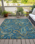 Addison Rugs Paisley Blue Washable Indoor-Outdoor Rug