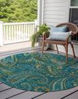 Addison Rugs Paisley Teal Washable Indoor-Outdoor Rug