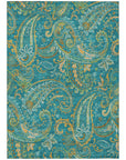 Addison Rugs Paisley Teal Washable Indoor-Outdoor Rug