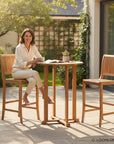 HiTeak Palm Round Outdoor Bar Height Bistro Table