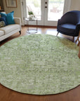 Parallel Bands Green Washable Indoor-Outdoor Rug