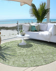 Parallel Bands Green Washable Indoor-Outdoor Rug